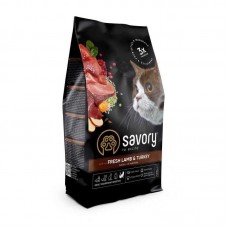 Корм сухий Savory Adult Cat Sensitive Digestion Fresh Lamb and Turkey для дорослих котів з чутливим травленням зі свіжою ягнятиною та індичкою 400 г