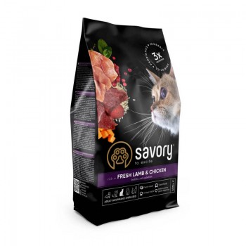 Корм сухий Savory Adult Cat Steril Fresh Lamb and Chicken для стерилізованих котів з ягнятиною та куркою 400 г