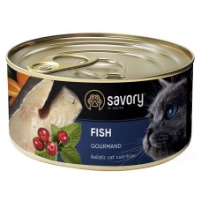 Savory Cat Can Adult Fish консерви для дорослих котів, з чутливим травленням, з рибою, 100г