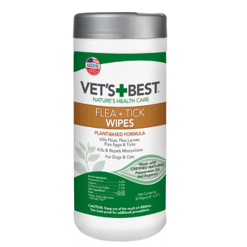  Vet's Best Flea Tick Wipes Вологі серветки від бліх та кліщів для собак (50 шт)